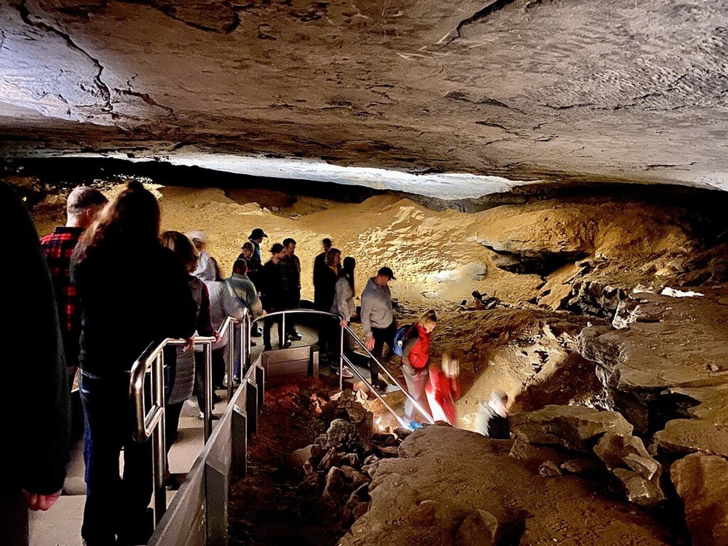Visitors inside Mammoth Cave